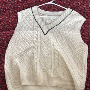 Elegant Cream Cable Knit Sweater Vest